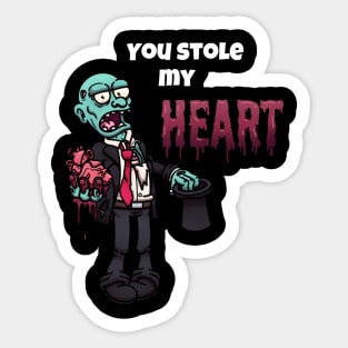 You Stole My Heart Valentine Zombie Sticker